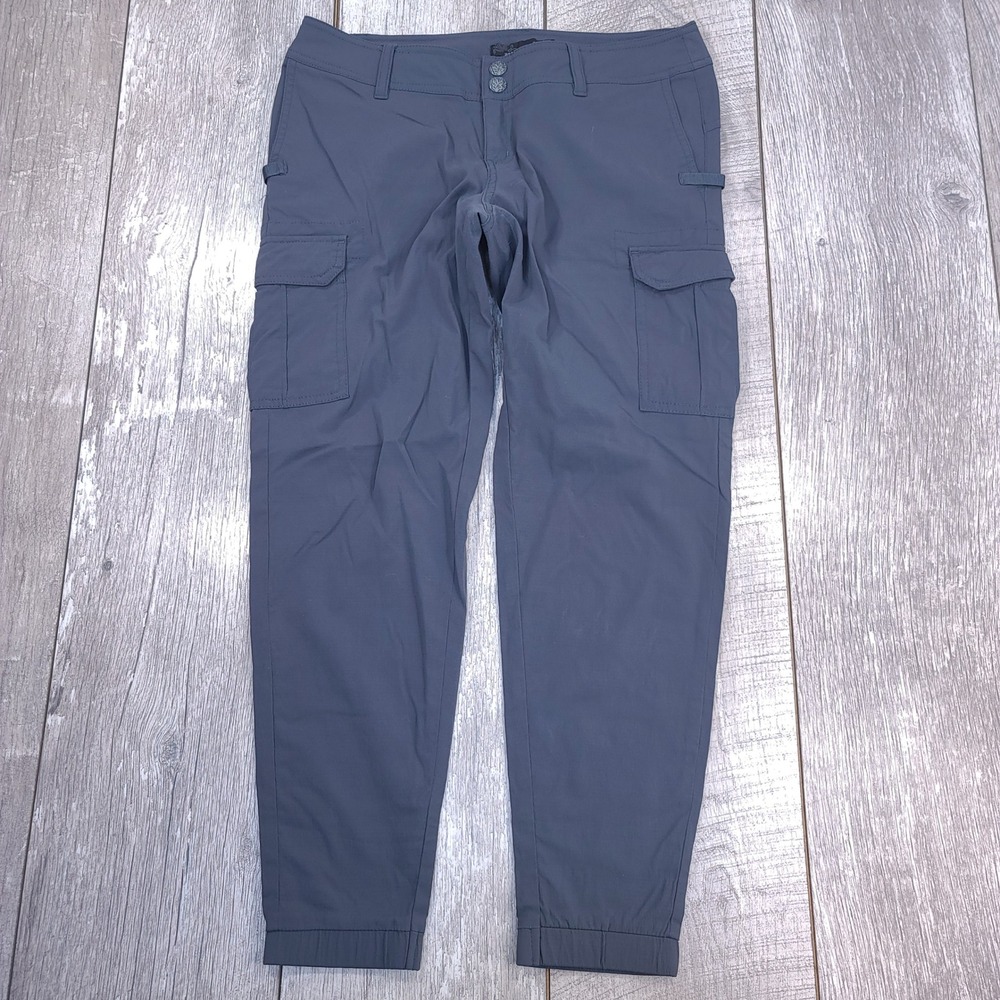 Prana Cargo Pants Womens 2 Gray Stretch Ripstop Hiking Joggers Performance